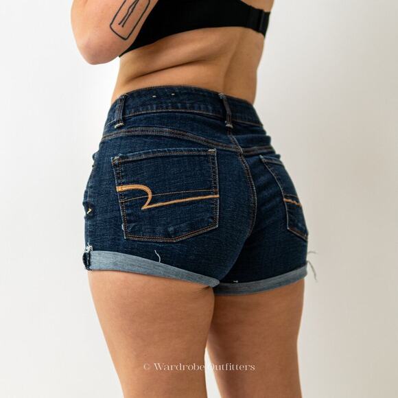 AEO Cutoff Dark Indigo Denim Jean Shorts - Picture 5 of 8